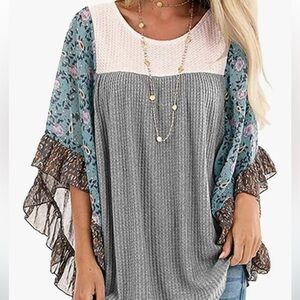 CASURESS Womens Floral Printed 3 4 Sleeve Shirt Batwing Loose

Women’s knit Top